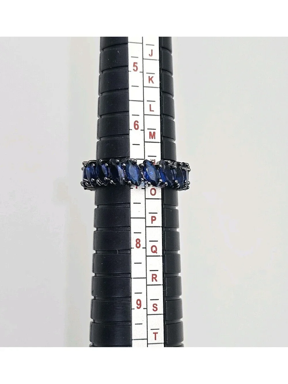 Blue Sapphire CZ Black Eternity Band Size 7